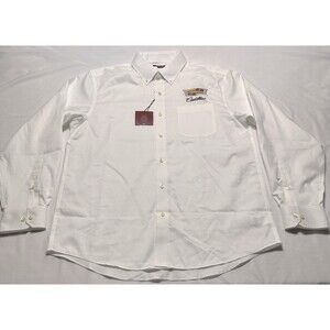 Cadillac Red House Long Sleeve Button Shirt White Men’s Size Medium Logo NWT New